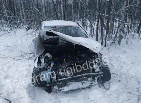 В ХМАО водитель иномарки опрокинулся в кювет