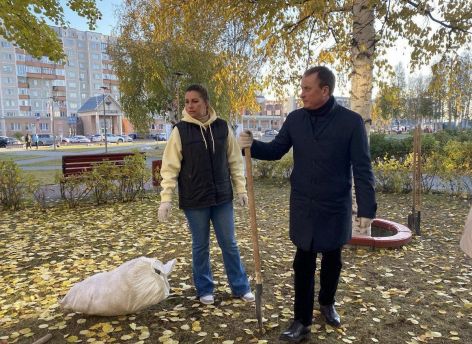 Сургутяне высадили очередные 200 деревьев и кустарников в разных районах города